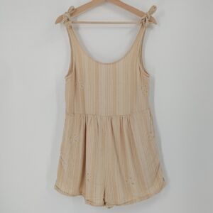 American Eagle Linen Blend Embroidered Romper